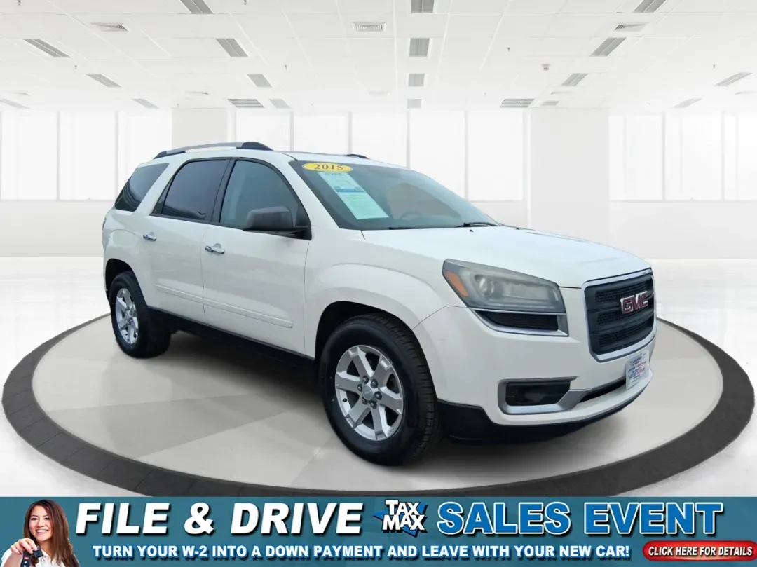 2015 GMC Acadia SLE-1 (1GKKRNED4FJ) with an 3.6L V-6 gasoline direct injection engine, located at 1184 Kauffman Ave, Fairborn, OH, 45324, (937) 908-9800, 39.807072, -84.030914 - If your week is a mix of school drop-offs, Wright-Patterson AFB commutes, and weekend getaways to Yellow Springs, this 2015 GMC Acadia SLE-1 is the kind of SUV that fits real life-roomy for passengers, practical for cargo, and comfortable enough for long stretches on I-675 or US-35.<br /> <br /> Ava - Photo#0