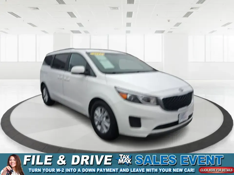 2016 Kia Sedona LX (KNDMB5C11G6) with an Lambda 3.3L V-6 gasoline direct injection engine, 6-Speed Automatic transmission, located at 401 Woodman Dr, Riverside, OH, 45431, (937) 908-9800, 39.760899, -84.123421 - Picture your next weekend: the kids piled in with snacks and sports gear, a cooler in the back, and enough space so everyone can stretch out on the drive down South Dixie Dr toward Dayton's parks, festivals, and family attractions. If you need a dependable, budget-smart people mover that keeps daily - Photo#0