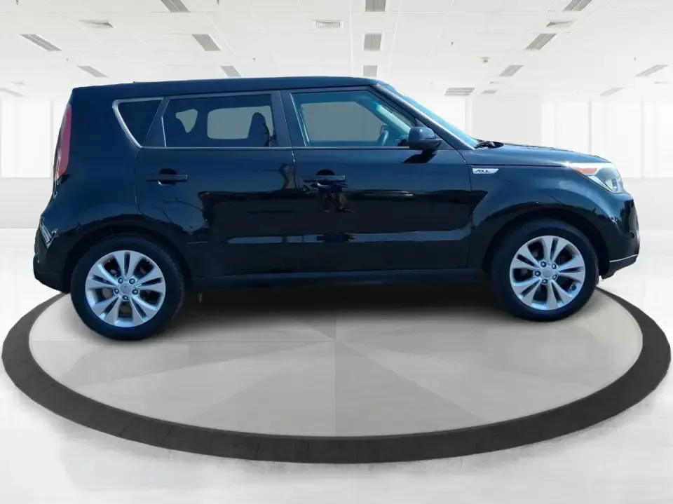 2015 Kia Soul + (KNDJP3A56F7) with an 2.0L L4 DOHC 16V engine, 6-Speed Automatic transmission, located at 880 E. National Road, Vandalia, OH, 45377, (937) 908-9800, 39.891918, -84.183594 - Need a city-friendly ride that fits real life-school drop-offs, a long commute to Dayton, and quick weekend runs to the Greene or Riverscape-without feeling huge or hard to park? This 2015 Kia Soul + in Shadow Black is built for busy schedules and active lifestyles, offering SUV-like space in an eas- Photo#1