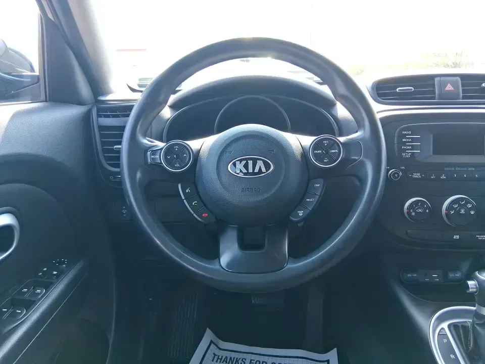 2015 Kia Soul + (KNDJP3A56F7) with an 2.0L L4 DOHC 16V engine, 6-Speed Automatic transmission, located at 880 E. National Road, Vandalia, OH, 45377, (937) 908-9800, 39.891918, -84.183594 - Need a city-friendly ride that fits real life-school drop-offs, a long commute to Dayton, and quick weekend runs to the Greene or Riverscape-without feeling huge or hard to park? This 2015 Kia Soul + in Shadow Black is built for busy schedules and active lifestyles, offering SUV-like space in an eas- Photo#16