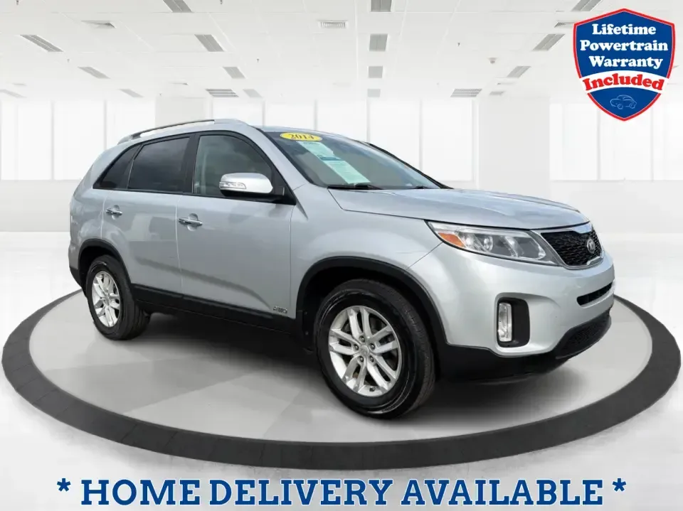 2014 Kia Sorento LX V6 (5XYKTDA74EG) with an Lambda II 3.3L V-6 gasoline direct injection engine, 6-Speed Automatic transmission, located at 8750 N County Rd 25A, Piqua, OH, 45356, (937) 908-9800, 40.164391, -84.232513 - Picture your next Ohio weekend: the kids loaded up for a day at Johnston Farm and Indian Agency, groceries stowed for the week, and enough power on tap to handle I75 merges without breaking a sweat. This 2014 Kia Sorento LX V6 in Bright Silver is the kind of do-it-all SUV that fits real life in Pi - Photo#0