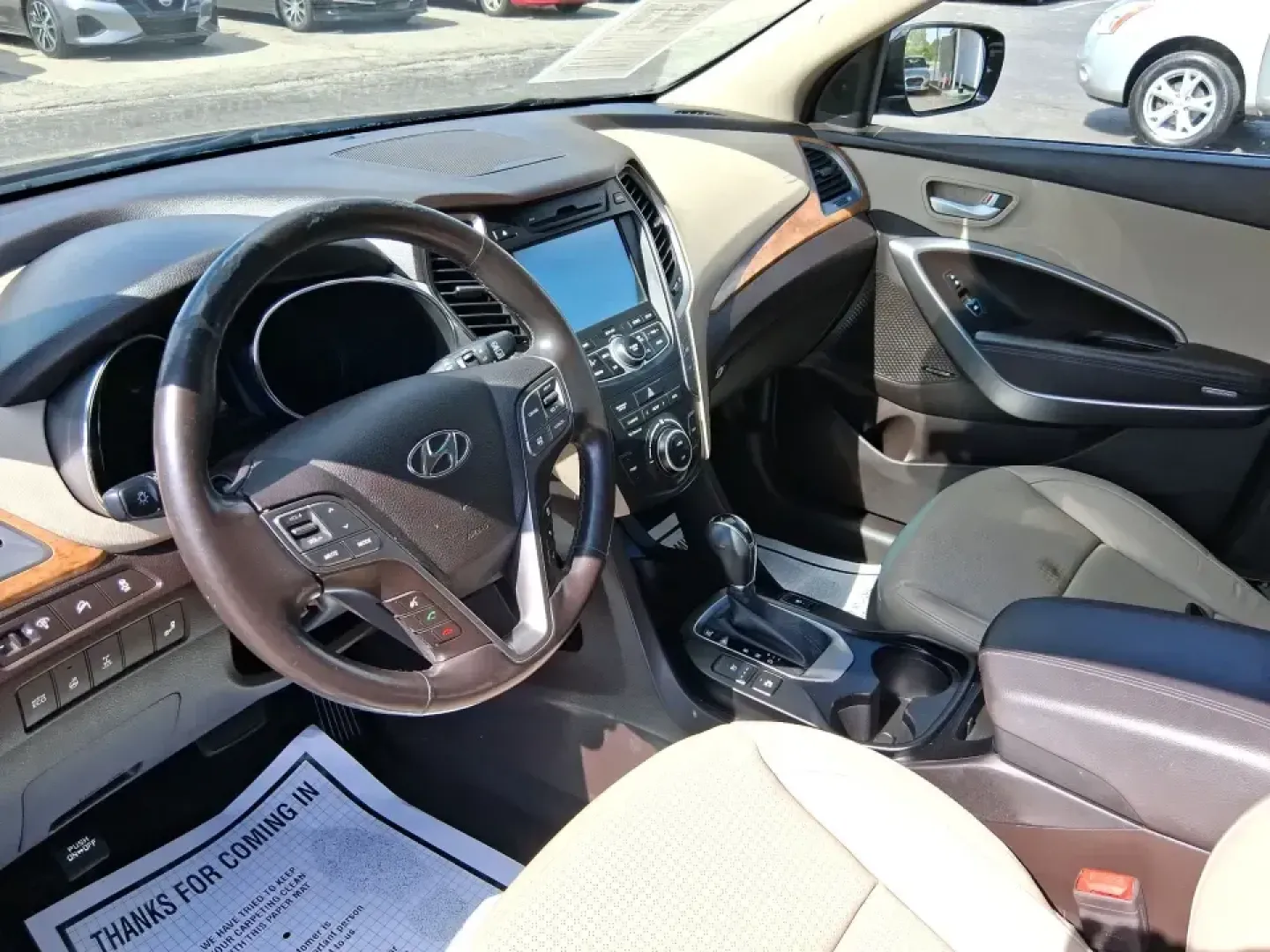 2015 Hyundai Santa Fe 2.4L (5XYZUDLB3FG) with an Theta II 2.4L I-4 gasoline direct injection engine, 6-Speed Automatic transmission, located at 1230 East Main St, Xenia, OH, 45385, (937) 908-9800, 39.688026, -83.910172 - Pack up the kids, load the cooler, and point your weekend plans toward the open road-this 2015 Hyundai Santa Fe 2.4L in Platinum Graphite is the kind of SUV that fits real life in Riverside. Whether you're commuting down I-75, running errands along Woodman Dr, or heading out for a day at Eastwood Me - Photo#9
