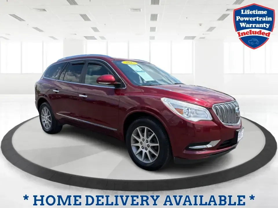 2015 Buick Enclave Leather AWD (5GAKVBKD9FJ) with an 3.6L V6 DOHC 24V engine, 6-Speed Automatic Overdrive transmission, located at 4508 South Dixie Dr, Moraine, OH, 45439, (937) 908-9800, 39.689976, -84.218452 - Road-trip weekends to Hueston Woods, school drop-offs around West Carrollton, and daily commutes up I75 feel a lot easier when your SUV has real space, comfort, and confidence in every season. This 2015 Buick Enclave Leather in stunning Crimson Red Tintcoat is built for busy families, carpool captai - Photo#0