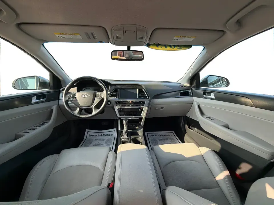 2015 Hyundai Sonata Sport (5NPE34AFXFH) with an 2.4L L4 DOHC 16V engine, 6-Speed Automatic transmission, located at 880 E. National Road, Vandalia, OH, 45377, (937) 908-9800, 39.891918, -84.183594 - Need a comfortable, sporty commuter that can handle daily I75 runs, school drop-offs, and weekend trips to the Dayton area without blowing your budget? This **2015 Hyundai Sonata Sport** in **Shale Gray Metallic** brings the kind of roomy, tech-friendly sedan experience that fits real life in **Vand- Photo#21
