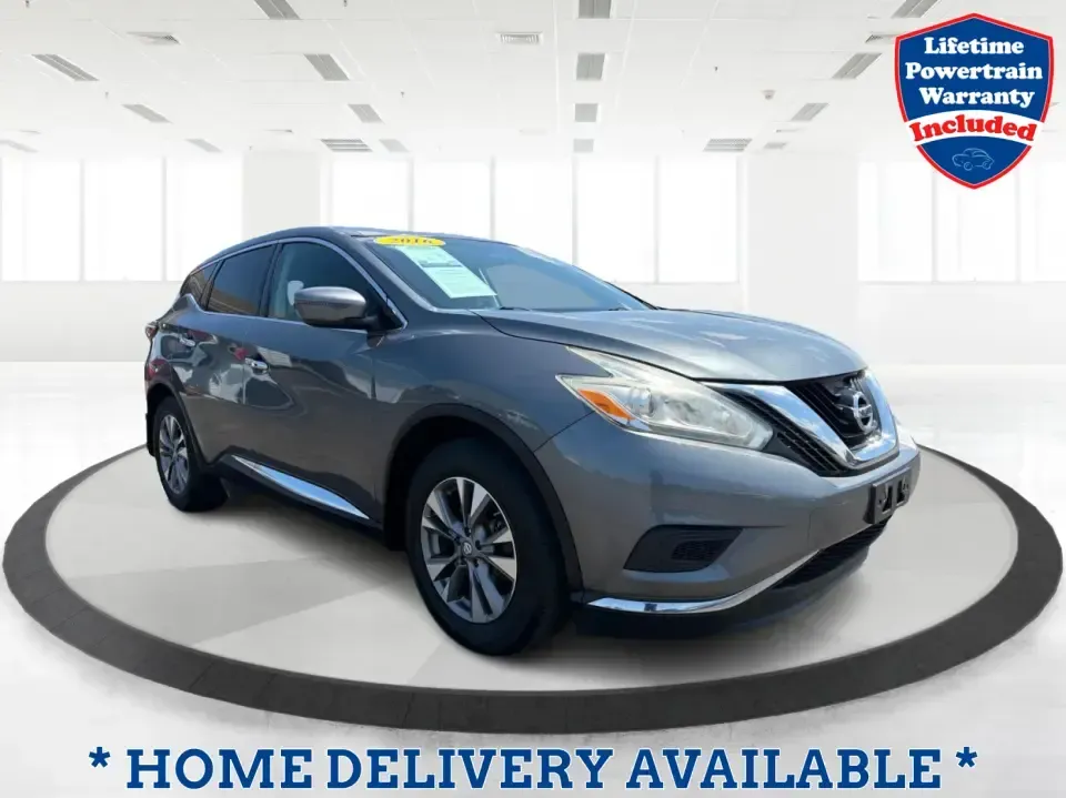 2016 Nissan Murano S (5N1AZ2MH5GN) with an 3.5L V-6 DOHC engine, located at 4508 South Dixie Dr, Moraine, OH, 45439, (937) 908-9800, 39.689976, -84.218452 - Need one SUV that fits real life in Moraine-school drop-offs, a long commute up I75, and weekend runs to Carillon Historical Park or a quick lap around the Dayton Mall area? This 2016 Nissan Murano S in sleek Gun Metallic is a comfortable, confident crossover utility vehicle (CUV) that's sized for e- Photo#0