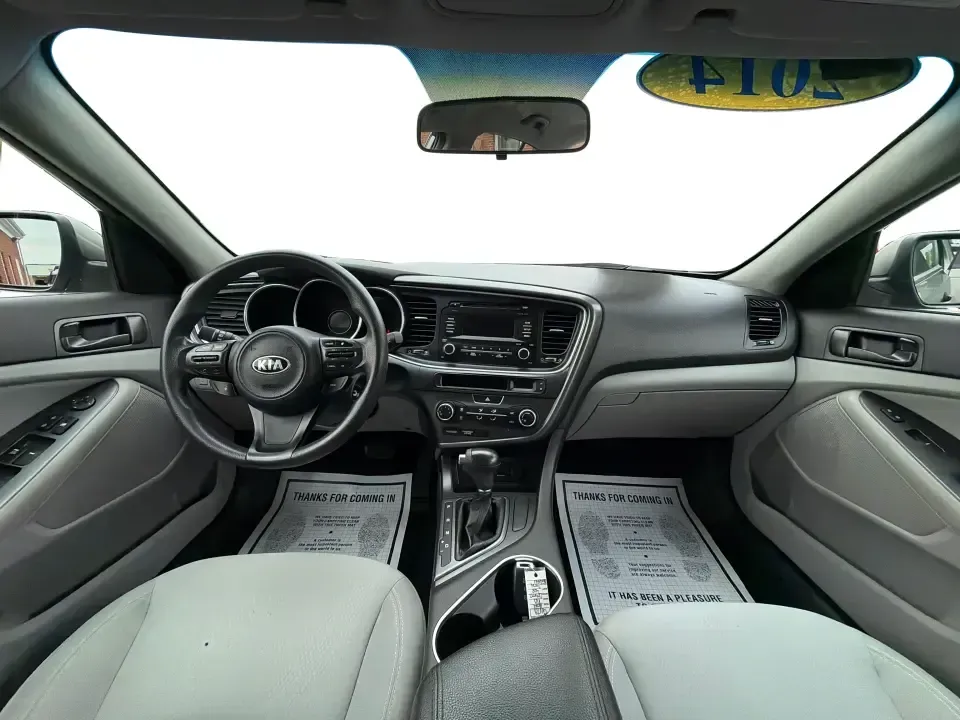 2014 Kia Optima 2.4 LX STD/Conv (5XXGM4A77EG) with an Theta II 2.4L I-4 gasoline direct injection engine, located at 8750 N County Rd 25A, Piqua, OH, 45356, (937) 908-9800, 40.164391, -84.232513 - Picture your next week: a smooth, fuel-sipping commute down I-75, a quick run to Miami Valley Centre Mall, and a comfortable evening drive through downtown Piqua-without giving up style or practicality. This 2014 Kia Optima 2.4 LX (STD/Conv) in Satin Metal is a smart sedan for real life: roomy enoug- Photo#19