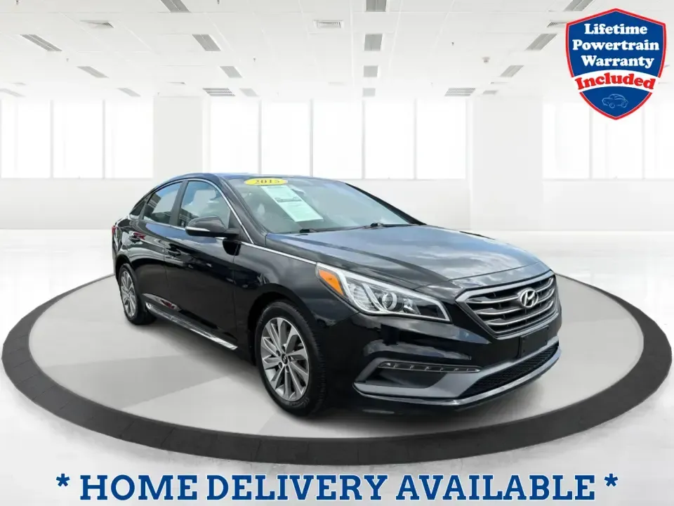 2015 Hyundai Sonata Sport (5NPE34AF9FH) with an 2.4L L4 DOHC 16V engine, 6-Speed Automatic transmission, located at 401 Woodman Dr, Riverside, OH, 45431, (937) 908-9800, 39.760899, -84.123421 - Need a dependable, comfortable sedan for the daily commute from Riverside to Wright-Patterson AFB, quick school drop-offs, or weekend drives down I675 and US35 toward Dayton? This 2015 Hyundai Sonata Sport is built for real-life schedules-smooth on longer stretches, easy to park around busy shopping- Photo#0